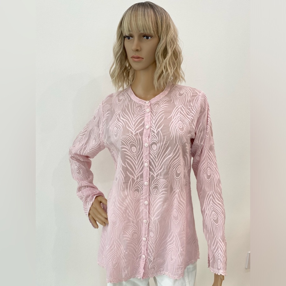 NWT Johnny Was Embroidered Lenny Peacock Button Down